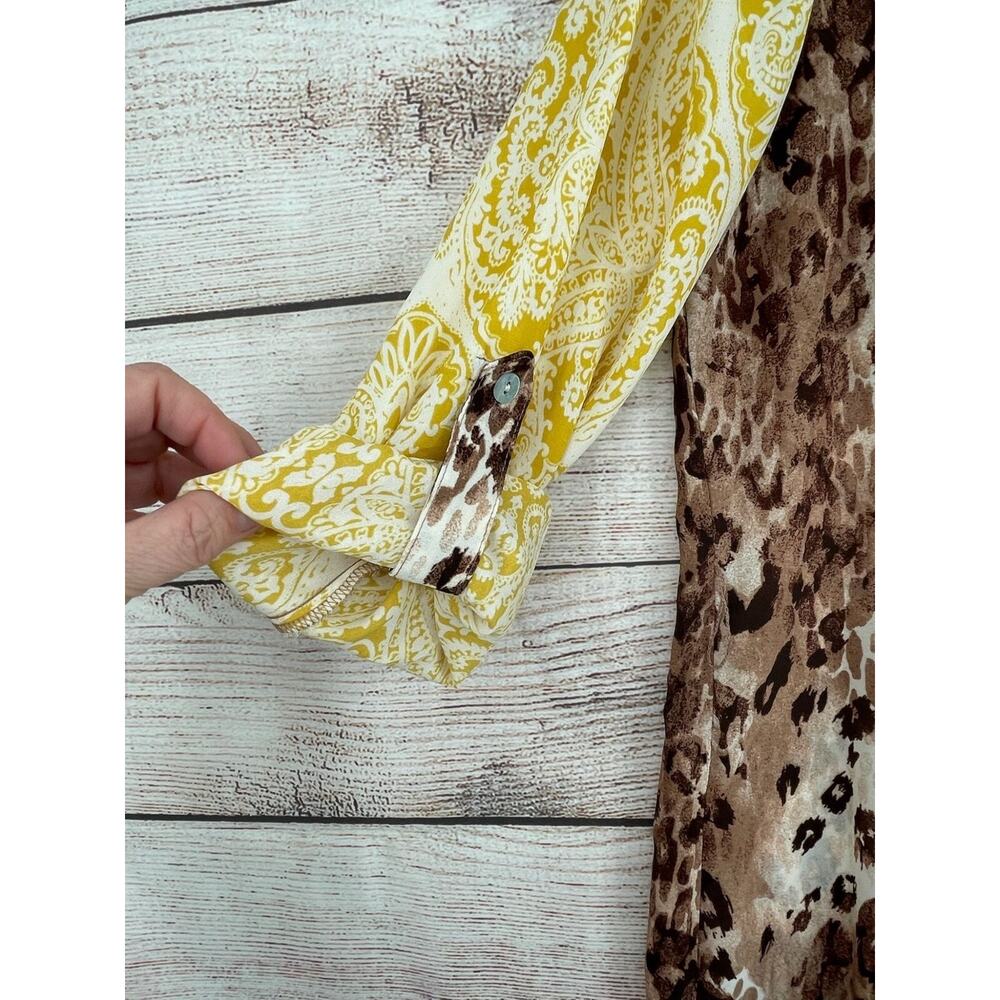 Fig & Flower Boho Print Slip Lined Button Down Sh… - image 5